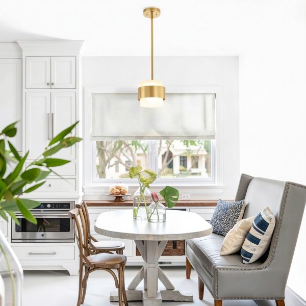 Brass Pendant Light Modern Design Frosted Glass Shade-1