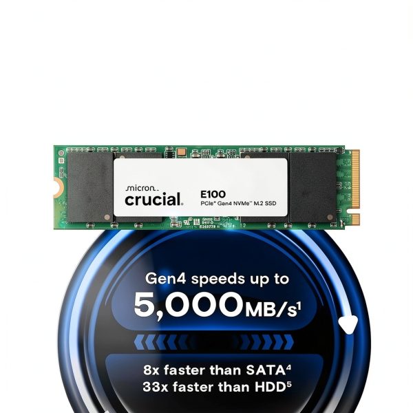 Crucial E100 480GB PCIe 4.0 NVMe SSD - 2280 M.2 Internal Drive-1